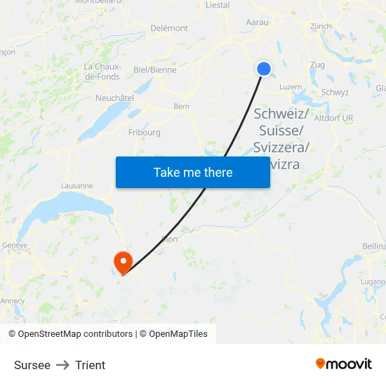 Sursee to Trient map