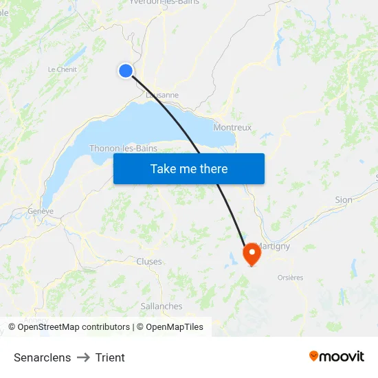 Senarclens to Trient map