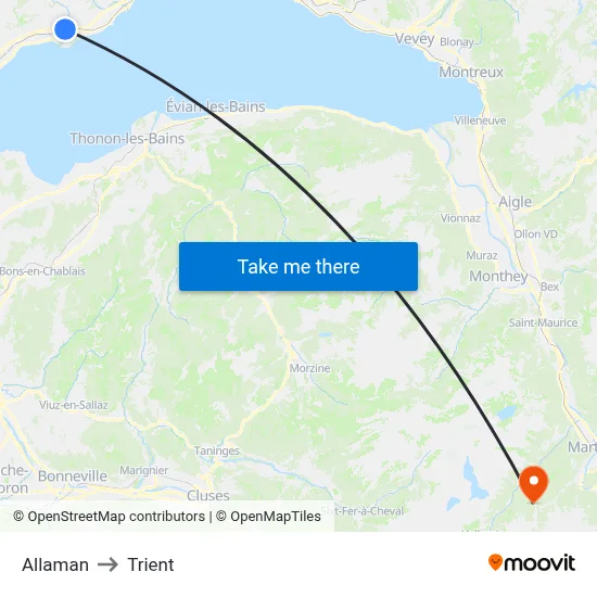 Allaman to Trient map