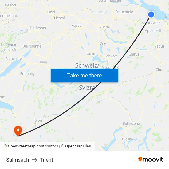 Salmsach to Trient map