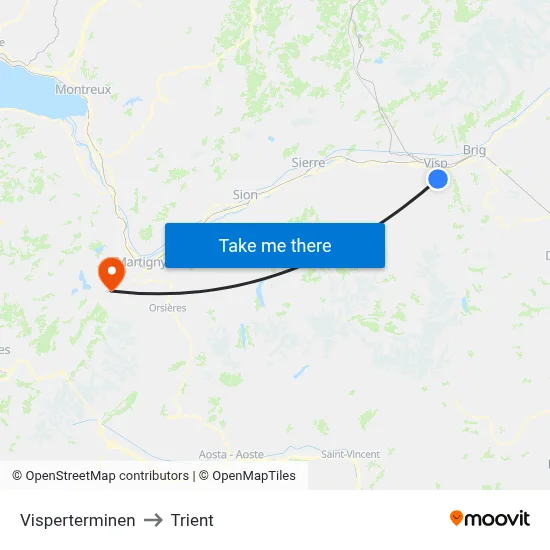 Visperterminen to Trient map