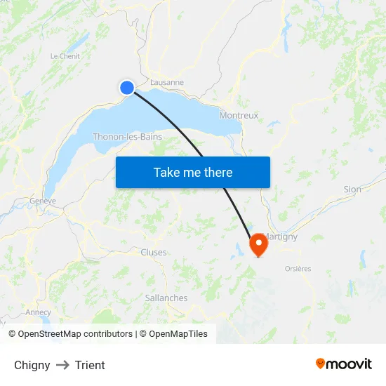 Chigny to Trient map