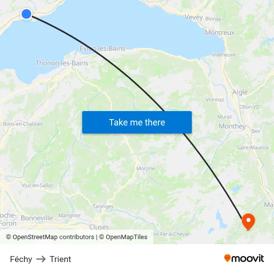 Féchy to Trient map
