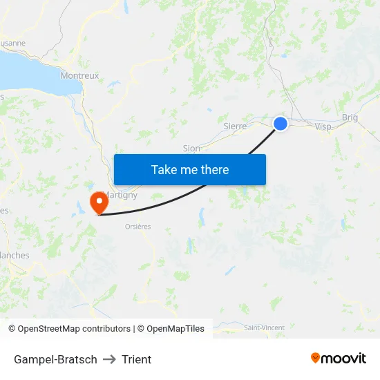 Gampel-Bratsch to Trient map