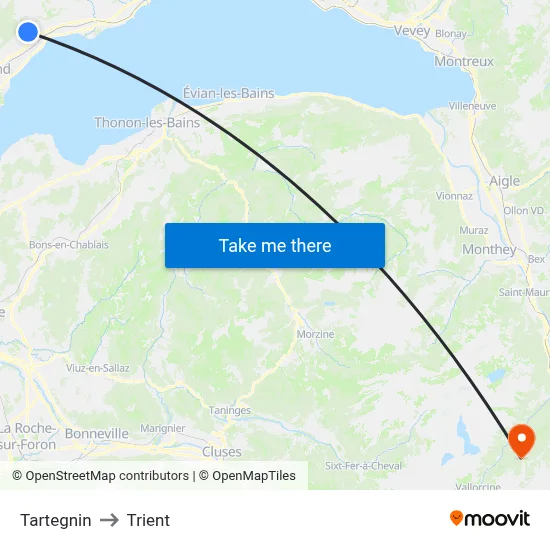 Tartegnin to Trient map