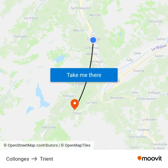 Collonges to Trient map