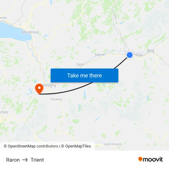 Raron to Trient map