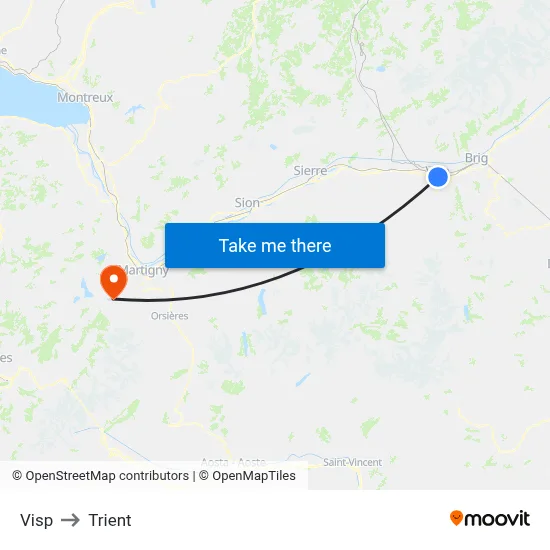 Visp to Trient map