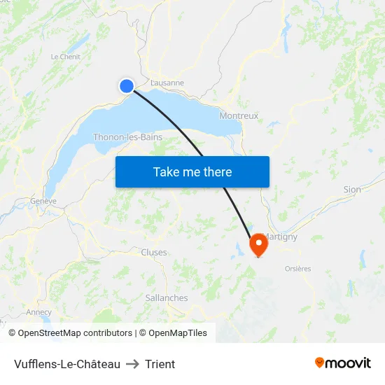 Vufflens-Le-Château to Trient map