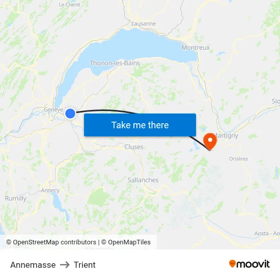 Annemasse to Trient map