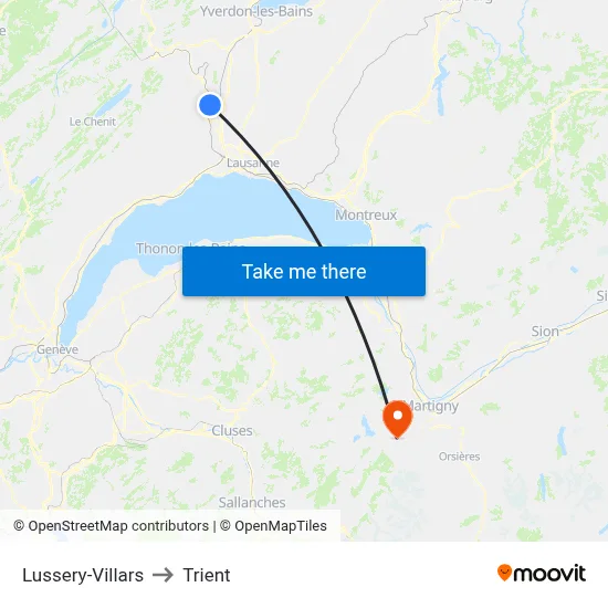 Lussery-Villars to Trient map