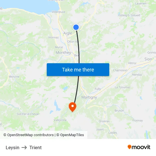 Leysin to Trient map
