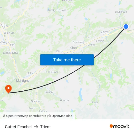 Guttet-Feschel to Trient map