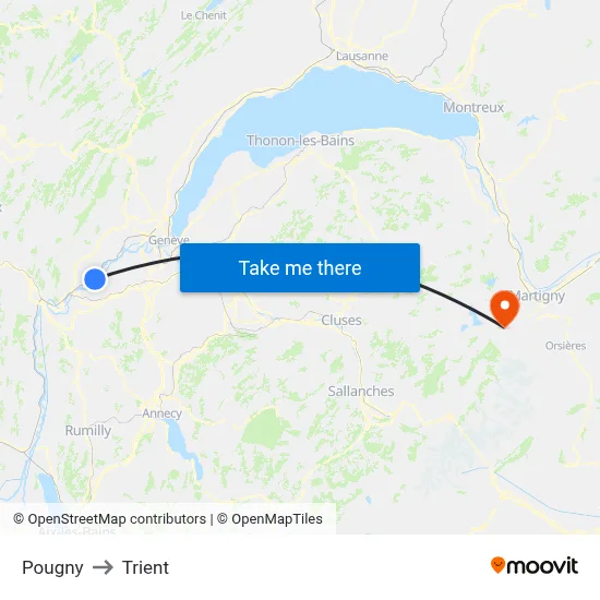 Pougny to Trient map