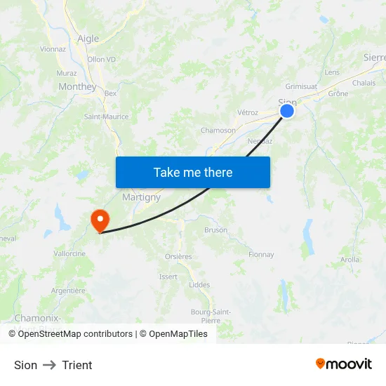 Sion to Trient map