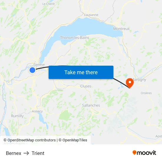 Bernex to Trient map