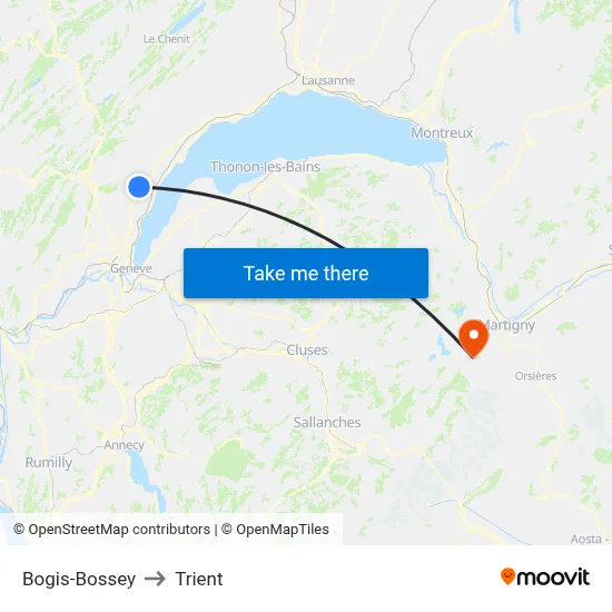 Bogis-Bossey to Trient map
