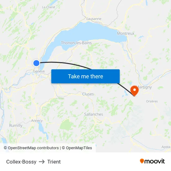 Collex-Bossy to Trient map