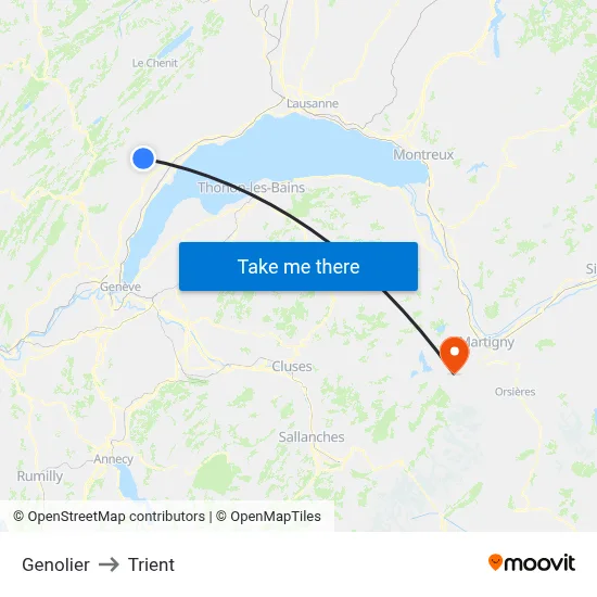 Genolier to Trient map