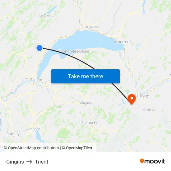 Gingins to Trient map