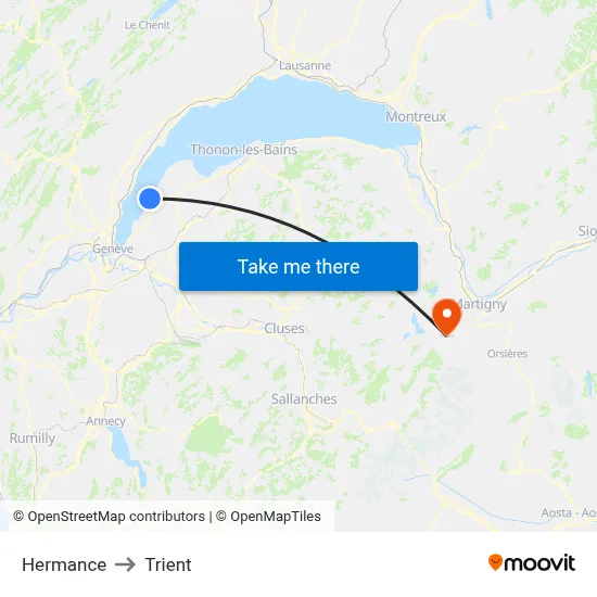 Hermance to Trient map
