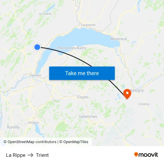 La Rippe to Trient map