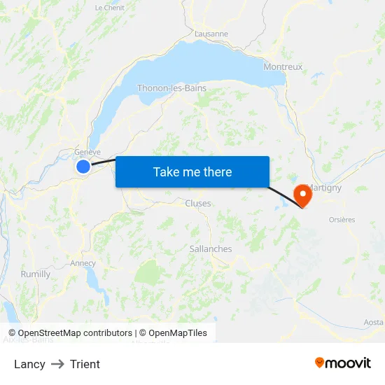 Lancy to Trient map