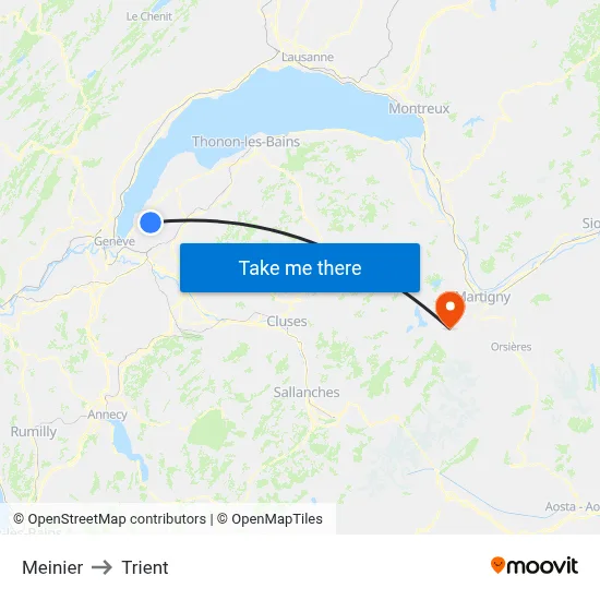 Meinier to Trient map