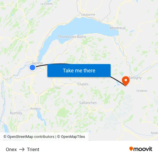 Onex to Trient map