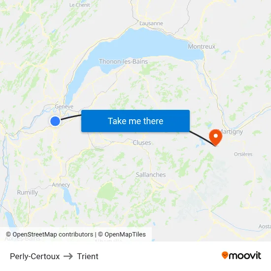 Perly-Certoux to Trient map