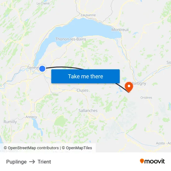 Puplinge to Trient map