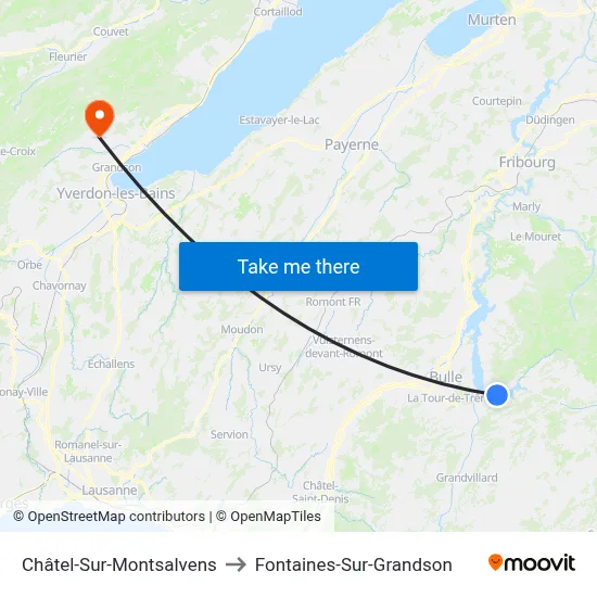 Châtel-Sur-Montsalvens to Fontaines-Sur-Grandson map