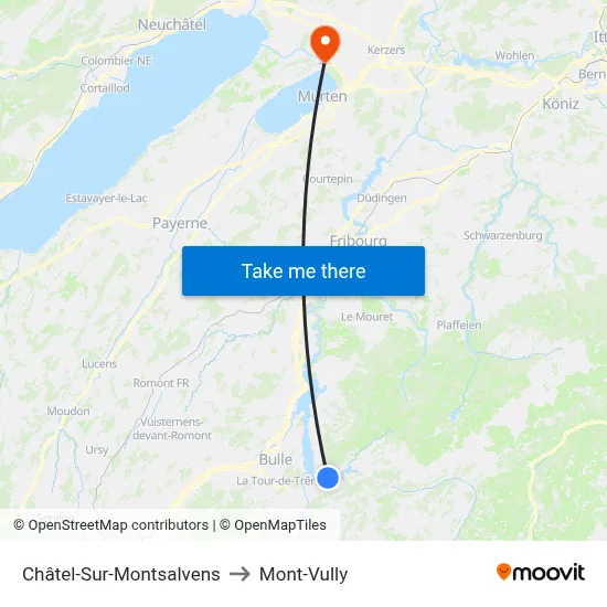 Châtel-Sur-Montsalvens to Mont-Vully map
