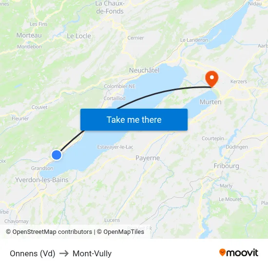 Onnens (Vd) to Mont-Vully map