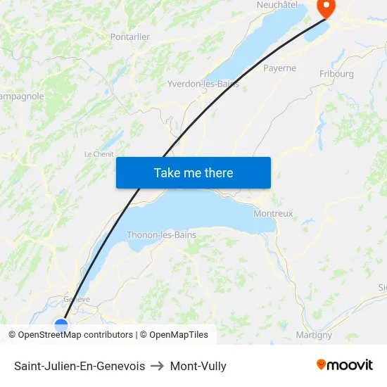 Saint-Julien-En-Genevois to Mont-Vully map
