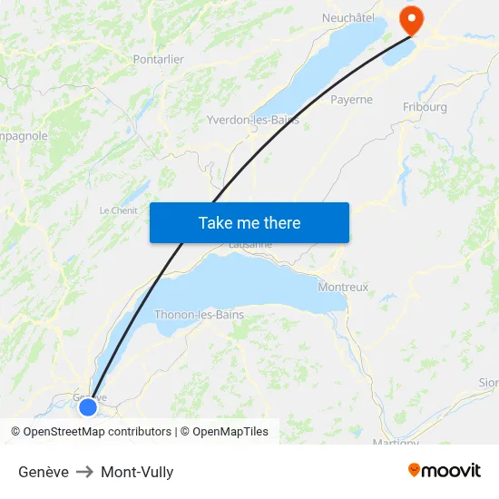 Genève to Mont-Vully map