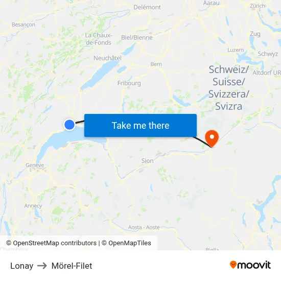 Lonay to Mörel-Filet map