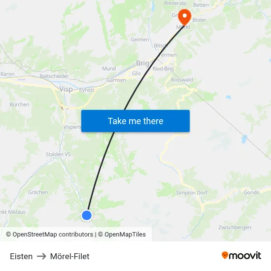 Eisten to Mörel-Filet map