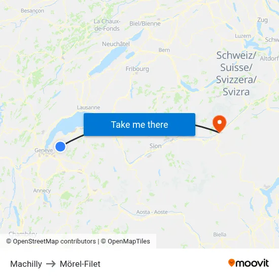 Machilly to Mörel-Filet map