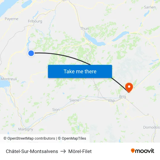 Châtel-Sur-Montsalvens to Mörel-Filet map