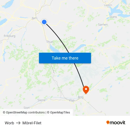 Worb to Mörel-Filet map