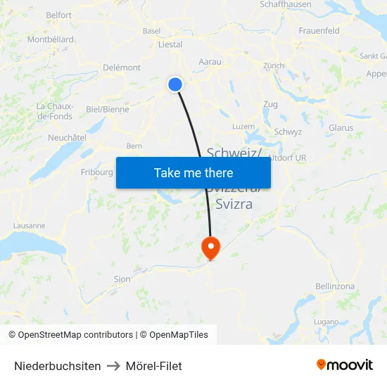 Niederbuchsiten to Mörel-Filet map