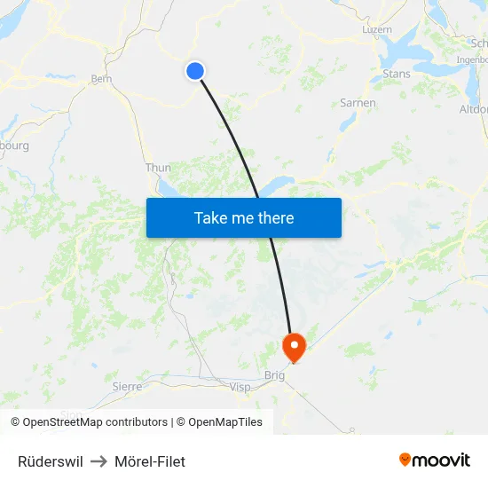 Rüderswil to Mörel-Filet map