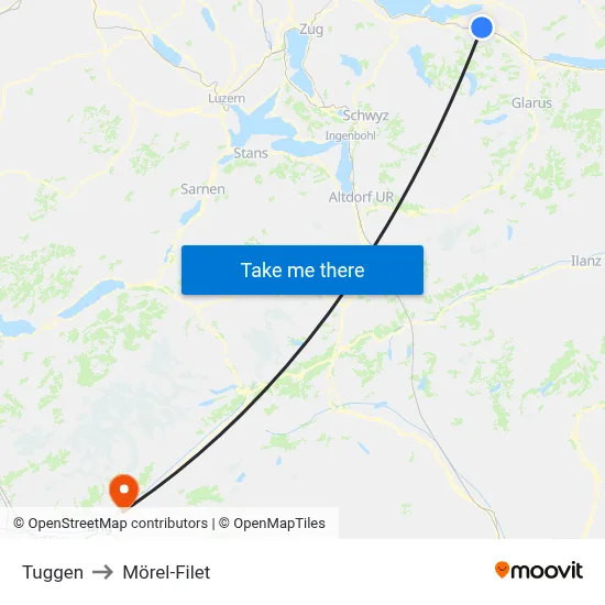 Tuggen to Mörel-Filet map