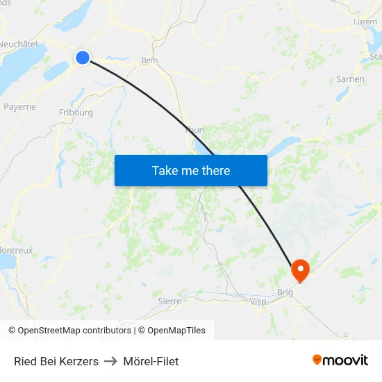 Ried Bei Kerzers to Mörel-Filet map