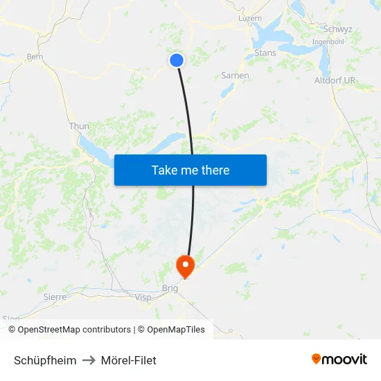 Schüpfheim to Mörel-Filet map