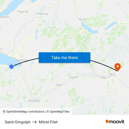 Saint-Gingolph to Mörel-Filet map