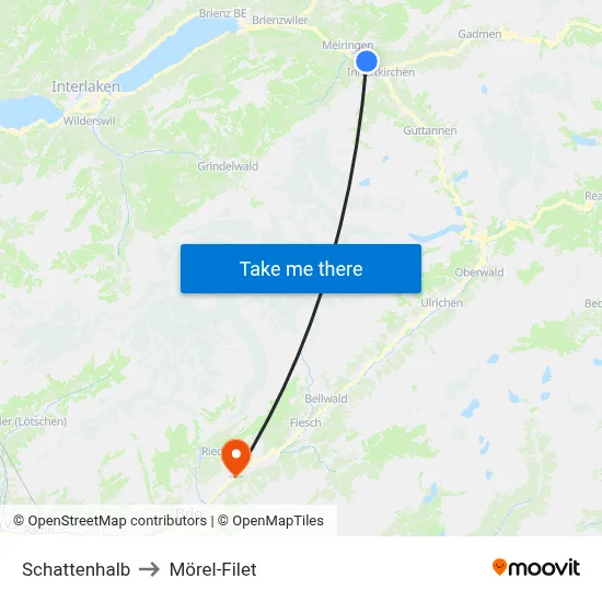 Schattenhalb to Mörel-Filet map