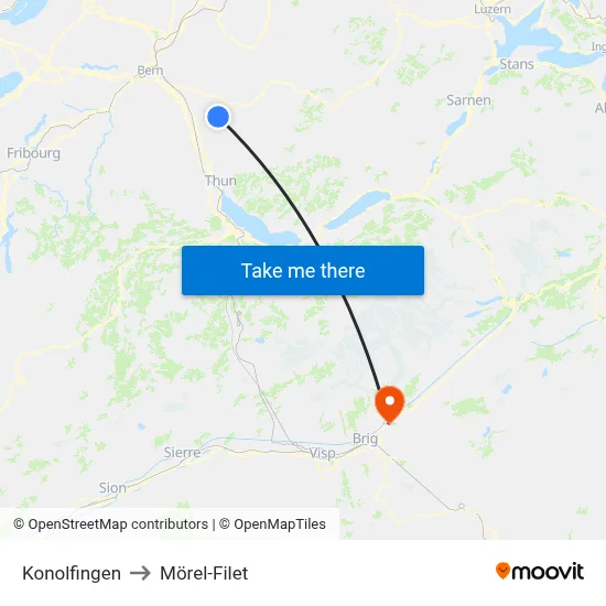 Konolfingen to Mörel-Filet map