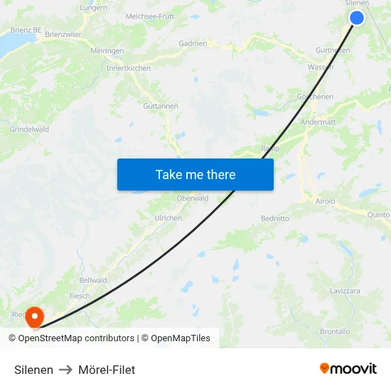 Silenen to Mörel-Filet map